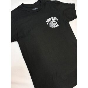 Liquid Death Murder Your Thirst Black Graphic T-Shirt Small Skull Logo Tee